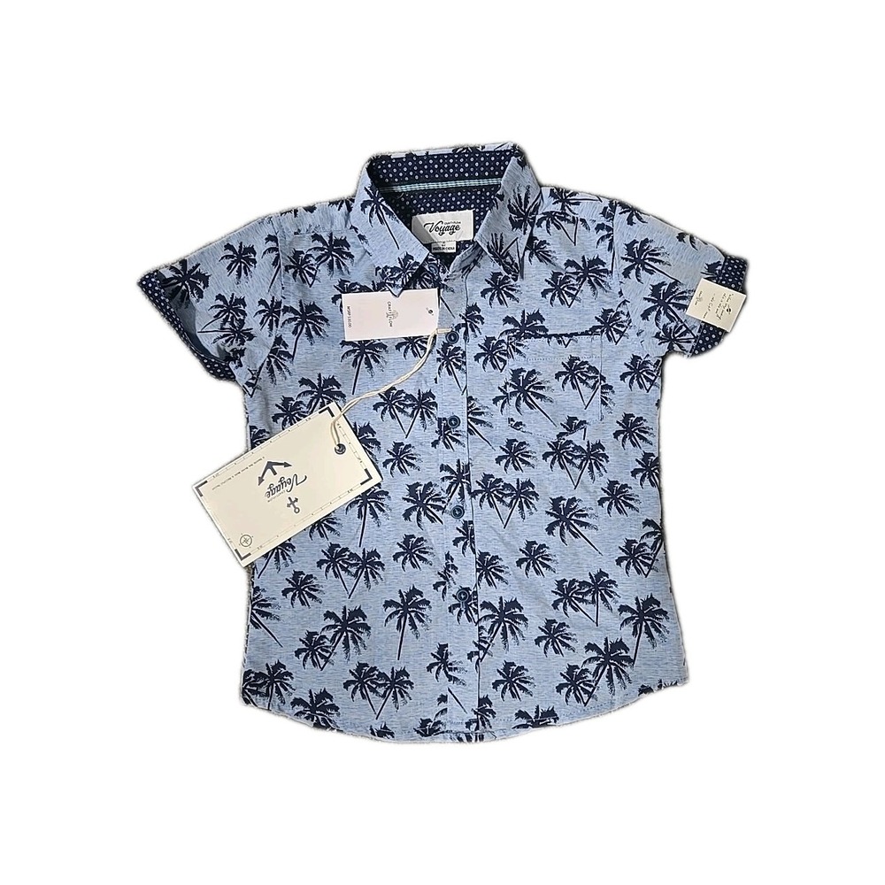 Craft+Flow Voyage Boys 4T Button Up Shirt Palm Trees Vacation NWT $30